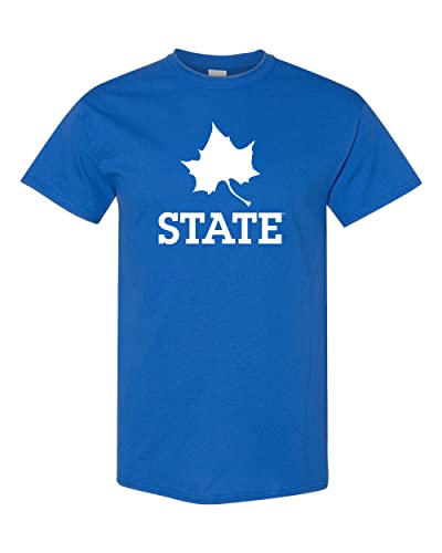 Indiana State White Leaf T-Shirt - Royal