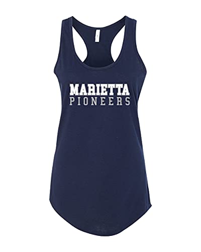 Marietta Pioneers Text Two Color Tank Top - Midnight Navy
