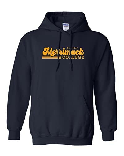 Vintage Merrimack College Hooded Sweatshirt - Navy