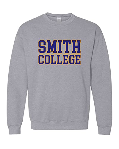 Smith College Block Letters Crewneck Sweatshirt - Sport Grey