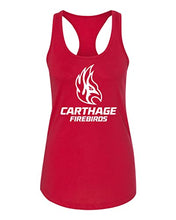 Load image into Gallery viewer, Carthage College Firebirds Stacked Ladies Tank Top - Red