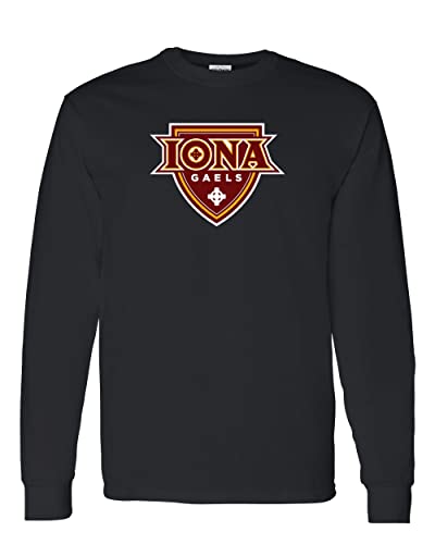 Iona College Full Color Logo Long Sleeve T-Shirt - Black