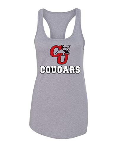 Clark University Cougars Logo Ladies Tank Top - Heather Grey