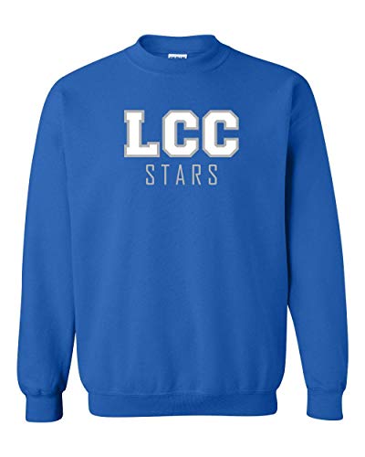 LCC Stars Block Text Two Color Crewneck Sweatshirt - Royal