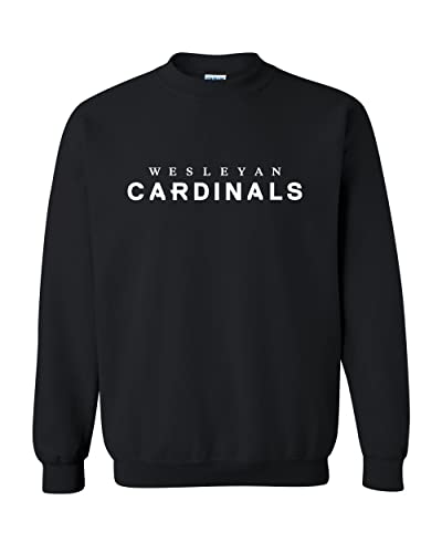 Wesleyan University Mascot Text Crewneck Sweatshirt - Black