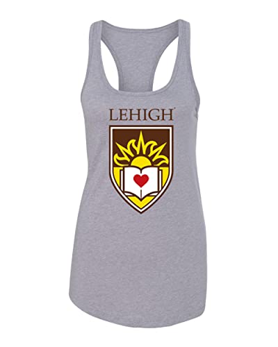 Lehigh University Full Shield Ladies Racer Tank Top - Heather Grey