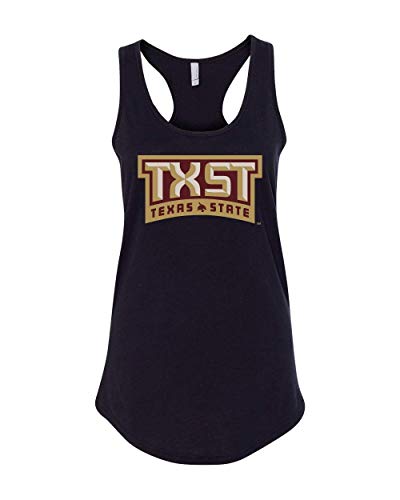 TXST Texas State University Tank Top | TSU Logo Apparel Ladies Racerback Tank - Black