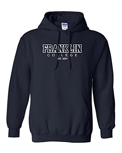 Franklin College EST One Color Hooded Sweatshirt - Navy