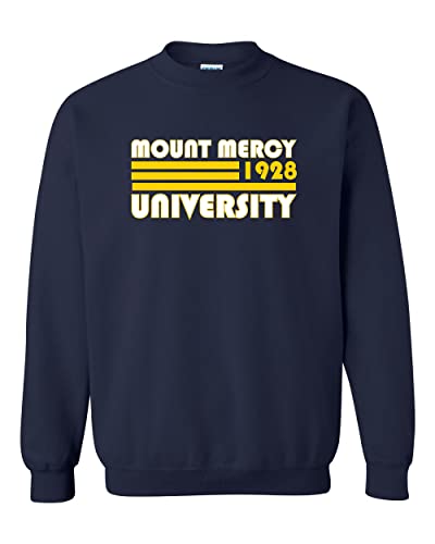 Retro Mount Mercy University Crewneck Sweatshirt - Navy
