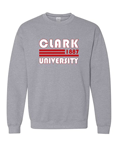 Retro Clark University Crewneck Sweatshirt - Sport Grey