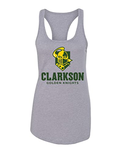Clarkson University Golden Knights Logo Ladies Tank Top - Heather Grey