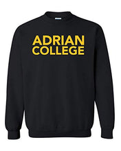 Load image into Gallery viewer, Adrian College Stacked 1 Color Gold Text Crewneck Sweatshirt - Black