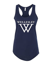 Load image into Gallery viewer, Wellesley College W Ladies Tank Top - Midnight Navy