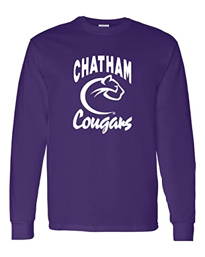 Chatham University Cougars Logo 1 Color Long Sleeve Shirt - Purple