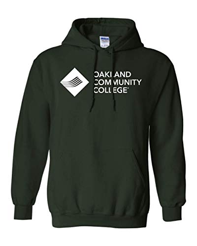 Oakland Community College Logo Stacked Hooded Sweatshirt - Forest Green