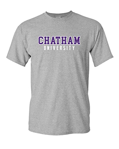 Chatham University Block Letters Two Color T-Shirt - Sport Grey