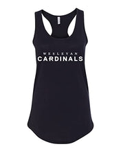 Load image into Gallery viewer, Wesleyan University Mascot Text Ladies Tank Top - Black