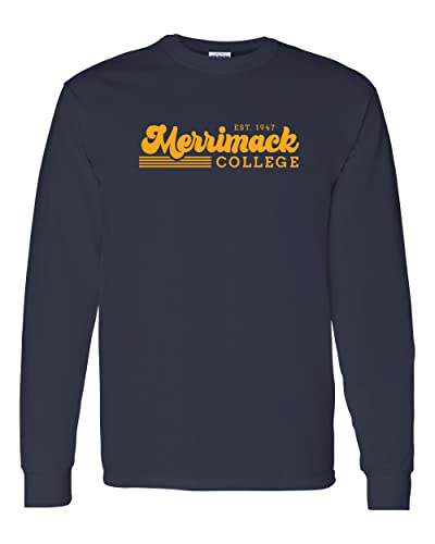 Vintage Merrimack College Long Sleeve Shirt - Navy