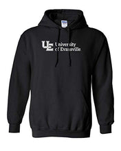 Load image into Gallery viewer, Evansville White Text Hooded Sweatshirt - Black