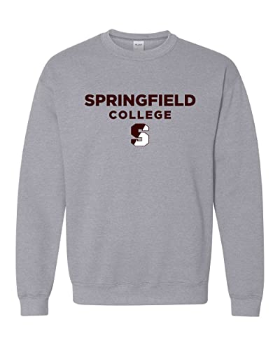 Springfield College S Logo Text Crewneck Sweatshirt - Sport Grey