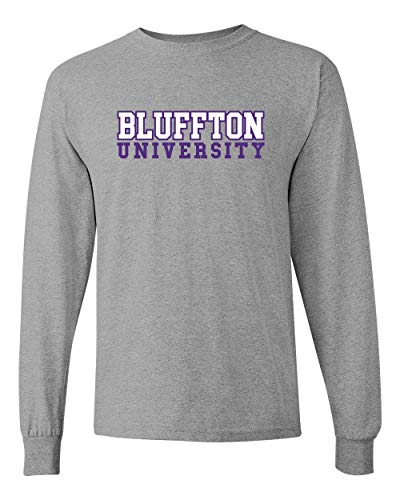 Bluffton University Block Two Color Long Sleeve Shirt - Sport Grey
