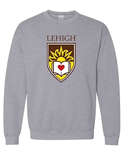 Lehigh University Full Shield Crewneck Sweatshirt - Sport Grey