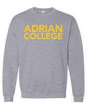 Load image into Gallery viewer, Adrian College Stacked 1 Color Gold Text Crewneck Sweatshirt - Sport Grey