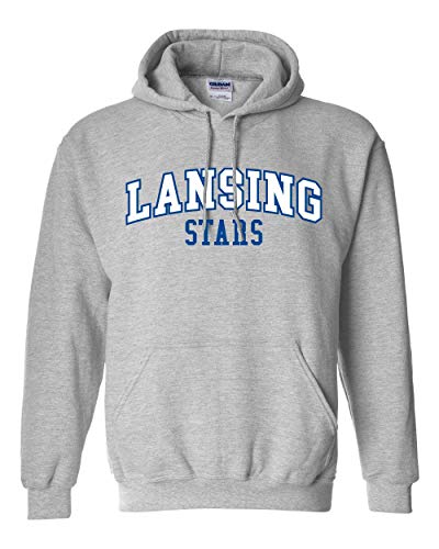 Lansing Stars Arched Two Color Hooded Sweatshirt - Sport Grey