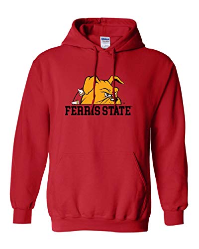 Ferris State Bulldog Half Head Two Color Hooded Sweatshirt - Red