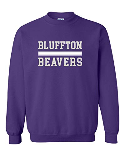 Bluffton Beavers Block Two Color Crewneck Sweatshirt - Purple