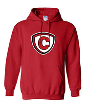 Load image into Gallery viewer, Carthage College Full Shield Hooded Sweatshirt - Red
