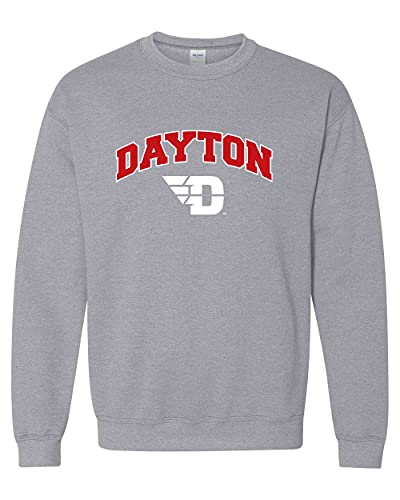 University of Dayton D Block Two Color Crewneck Sweatshirt - Sport Grey