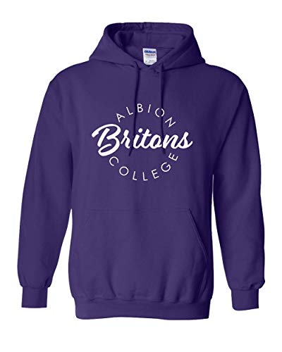 Albion College Circular 1 Color Hooded Sweatshirt - Purple