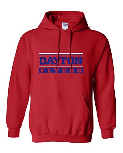 University of Dayton Flyers Text Two Color Hooded Sweatshirt - Red