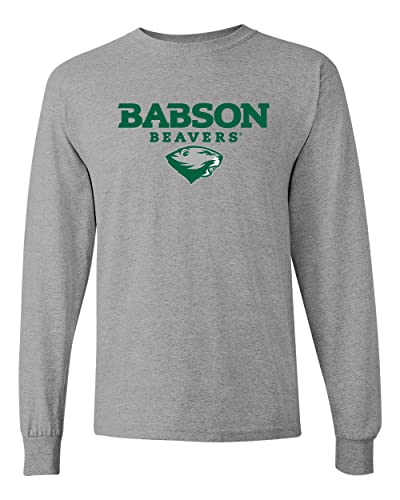 Babson Beavers Full Logo Long Sleeve T-Shirt - Sport Grey