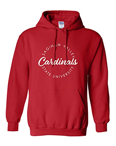 Saginaw Valley State University Circular 1 Color Hooded Sweatshirt - Red