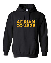 Load image into Gallery viewer, Adrian College Stacked 1 Color Gold Text Hooded Sweatshirt - Black