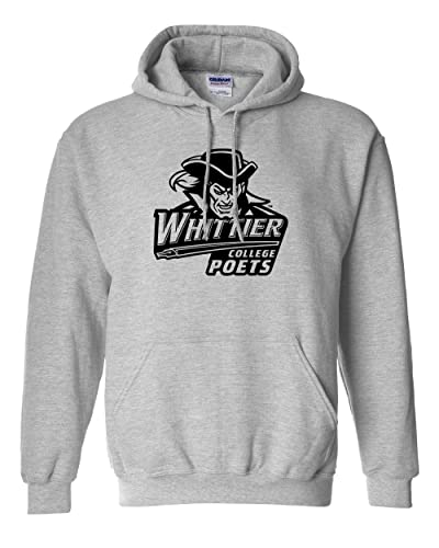 Whittier College Poets 1 Color Hooded Sweatshirt - Sport Grey