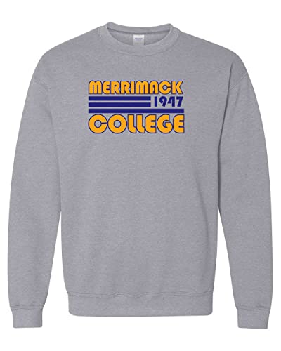 Retro Merrimack College Crewneck Sweatshirt - Sport Grey