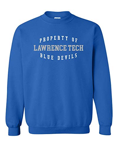 Property of Lawrence Tech Blue Devils 2 Color Crewneck Sweatshirt - Royal