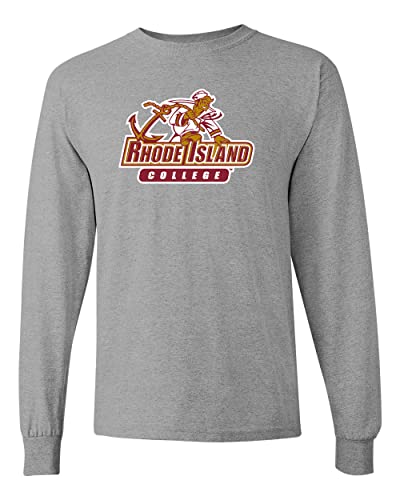Rhode Island College Full Mascot Long Sleeve Shirt - Sport Grey