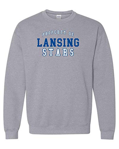 Property of Lansing Stars Two Color Crewneck Sweatshirt - Sport Grey