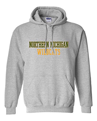 Northern Michigan Wildcats Text Two Color Hooded Sweatshirt - Sport Grey