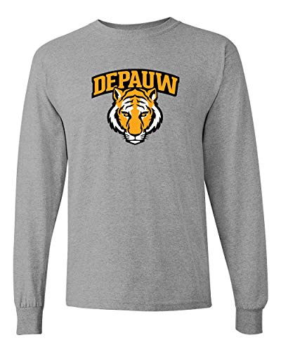 DePauwTiger Head Full Color Long Sleeve T-Shirt - Sport Grey