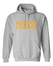 Load image into Gallery viewer, Adrian College Stacked 1 Color Gold Text Hooded Sweatshirt - Sport Grey