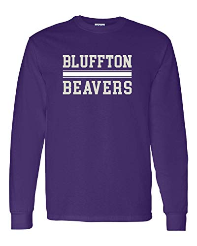 Bluffton Beavers Block Two Color Long Sleeve Shirt - Purple