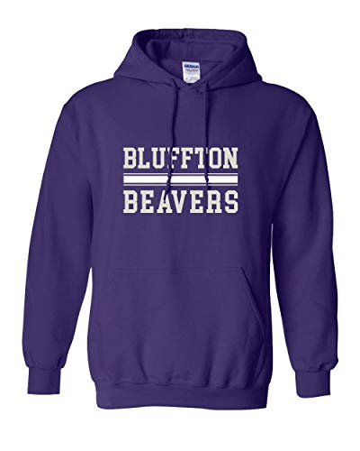 Bluffton Beavers Block Two Color Hooded Sweatshirt - Purple
