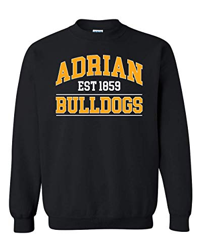 Adrian College Bulldogs 2 Color Established 1859 Crewneck - Black