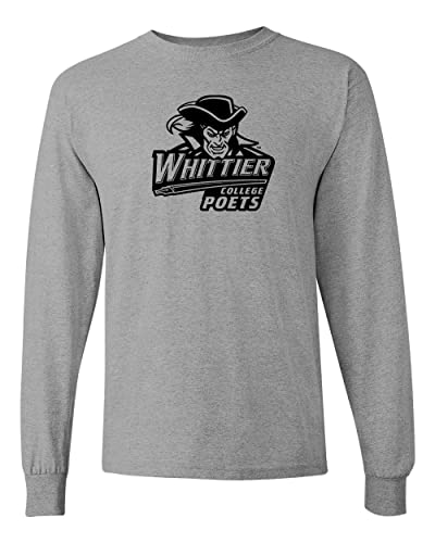 Whittier College Poets 1 Color Long Sleeve Shirt - Sport Grey