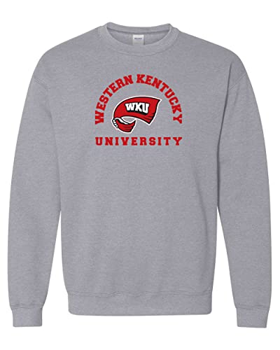 Western Kentucky Arched with Logo Crewneck Sweatshirt - Sport Grey